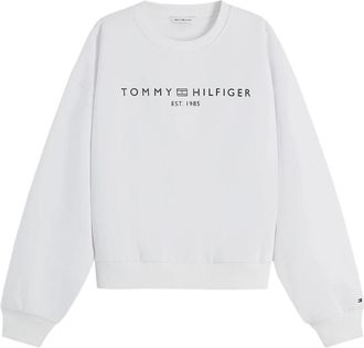 Tommy Hilfiger Corp Logo Mdrn Swtsrt - Dames - Sweatshirts - Wit - 2XS - Katoen - Hoodies & sweatvesten