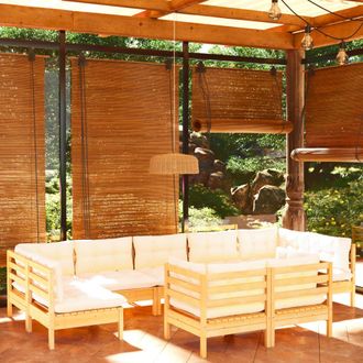 vidaXL Muebles De Jard&iacute;n 9 Piezas Y Cojines Madera Maciza De Pino Vidaxl