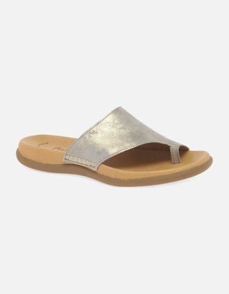 Gabor Womens Lanzarote Womens Toe Post Sandals - Silver - Size: 6.5