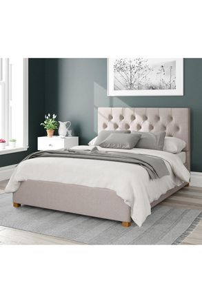 Aspire Home Accents Olivier Upholstered Ottoman Storage Bed, Eire Linen Fabric in Off-White | Size: Single