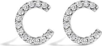 House of Brilliance 10K Gold 1/10 Cttw Diamond Initial A to Z Stud Earring in White Gold | C at Nordstrom