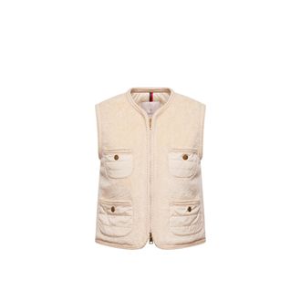 Moncler Moncler Mimosas Braided Trim Teddy Down Vest, Women, White, Size: 1