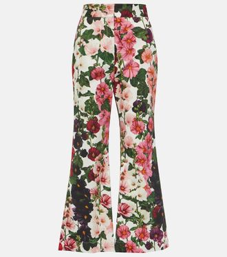 Oscar De La Renta Pantaloni flared in misto cotone cropped