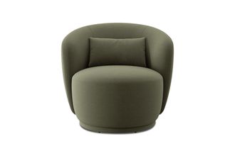 Castlery Avery Swivel Armchair Customized, (Performance Fleece) Moss, Spill-Resistant, 360-&deg; Swivel for Chairs, Green, Castlery