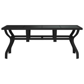 Berkfield Home Garden Table Black 180x80x70 cm Steel & Glass | Size: 180 x 80 x 70 cm