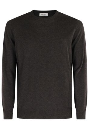 KANGRA Brown Crewneck Merino Wool Sweater