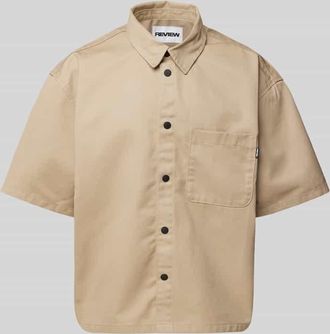 Review Relaxed Fit Freizeithemd mit Brusttasche in Taupe, Größe XL