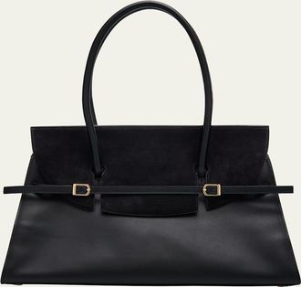 SIMKHAI River Suede Flap Leather Shoulder Bag