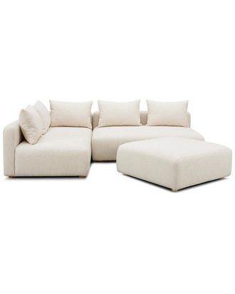 TOV Furniture Tov Furniture Hangover Cream Heavy Textured Fabric 4-Piece Modular Chaise Sectional