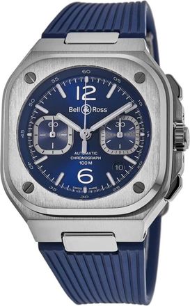 Bell & Ross BR 05 Chronograph 42mm Blue Dial Rubber Strap Mens Watch BR05C-BLU-ST/SRB