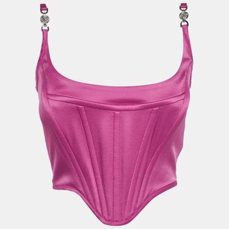 Versace Pink Satin Medusa 95 Corset Top