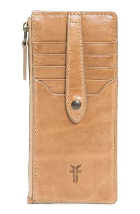 Frye Slim Leather Snap Card Wallet in Beige at Nordstrom