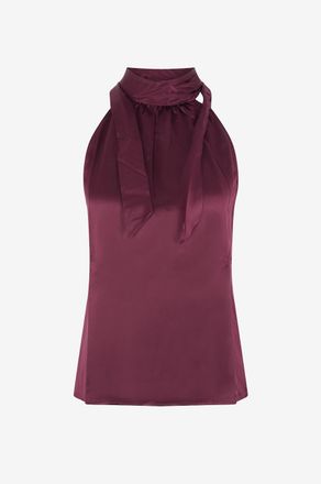 Reformation Oberteil mit Stehkragen aus Seide gerafft Royce