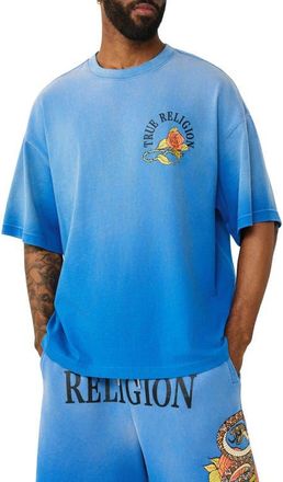 True Religion Oversize Floral Snake Graphic T-Shirt in Lapis Blue at Nordstrom, Size Xxx-Large