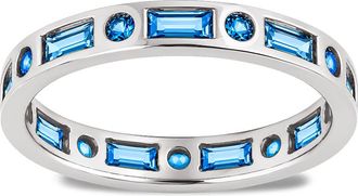 Sterling Forever Sterling Silver Aquamarine CZ Ethel Ring