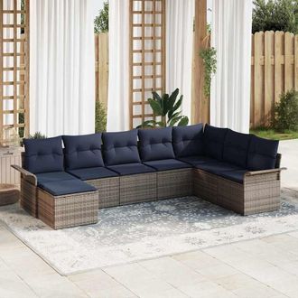 vidaXL Vidaxl Set Divano Da Giardino 8 Pz Grigio Chiaro Poly Rattan