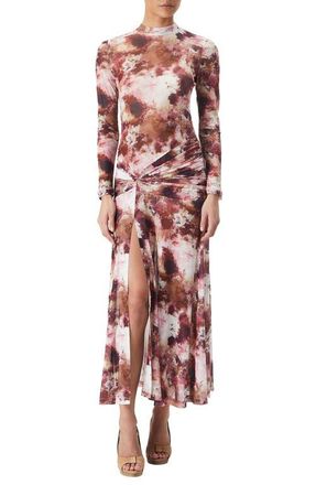Bardot Lea Tie Dye Long Sleeve Mesh Midi Dress at Nordstrom, Size Large
