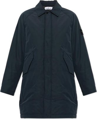 Stone Island Ge&iuml;soleerde jas met logopatch - Heren - Parka Jassen - Blauw - L - Leer - Jassen