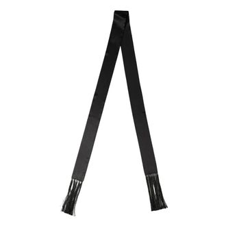 Dolce & Gabbana Sciarpa Sottile in Seta Raso con Frange - - Accessories - Uomo - Nero - ONE SIZE