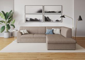 Domo Collection Ecksofa »Topper zeitlos elegant, kompakte Stellmasse, OTTOs Choice, L-Form« mit Ottomane, wahlweise mit Schlaffunktion