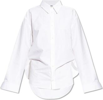 Balenciaga Wijdvallend katoenen shirt - Dames - Overhemden - Wit - 2XS - Katoen - Overhemden