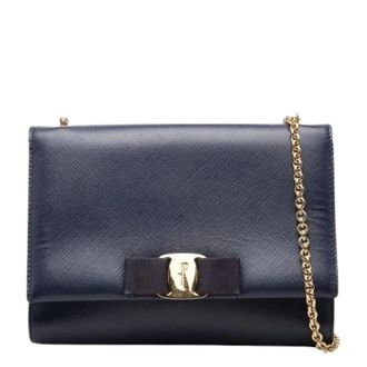 Ferragamo Pre-owned Shoulder Bag - Dames - Pre-owned - Blauw - Maat: ONE Size Leer