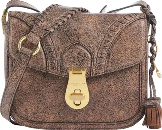 The Bridge Textured Leather Shoulder Bag with Gold Accents and Tassel