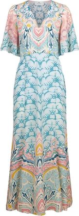 Etro paisley-pattern maxi dress - women - Silk/Silk - 44 - Blue