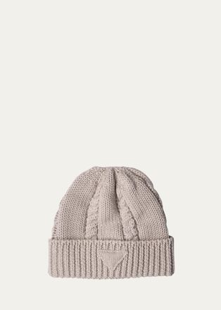 Prada Chunky Cable-Knit Wool Beanie