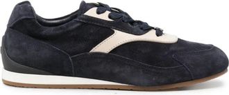 Ferragamo Navy Blue Lace Up Sneakers