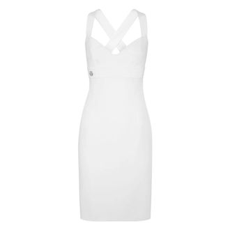 Philipp Plein Silk Short Dress - Dames - Feestkleedjes - Wit - L - Polyester - Kleedjes