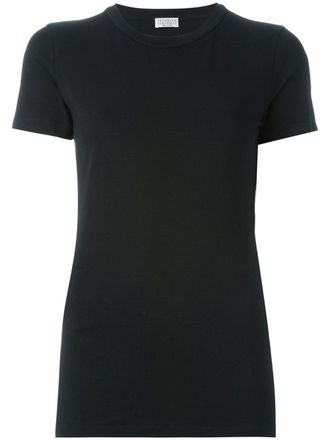 Brunello Cucinelli round neck T-shirt - women - Cotton/Spandex/Elastane - S - Black