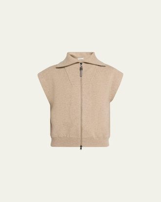 Brunello Cucinelli Sleeveless Cashmere Zip Cardigan
