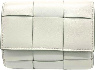 Bottega Veneta Gray Green Leather Wallet (Tri-Fold) (Pre-Owned)