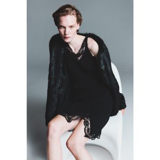 H&M Lace-trimmed Rib-knit Dress in Black at Nordstrom, Size Xx-Large