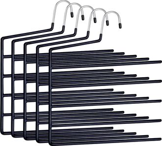 OEM Perchas Para Pantalones Relaxdays, Juego De 5, 5 Barras, Antideslizantes, Ahorran Espacio, 35 X 32 Cm (alto X Ancho), Color Negro