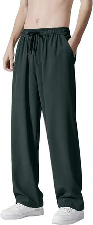 Generic Mens Wide Leg Jogger Dress Pants Wide Leg Trousers for Men UK Gentleman Palazzo Pants Evening Jersey Elasticated High Waist Smart Flared Culotte Offic