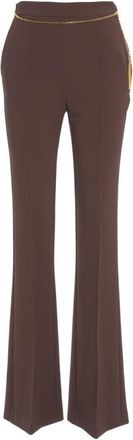 Elisabetta Franchi High-Waisted Flared Trousers With Chain Detail