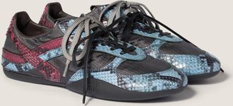 Miu Miu Gymnasium technical fabric and python-print Ayers leather sneakers