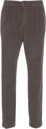 Cruna Brown Corduroy Trousers With Marked Pleats