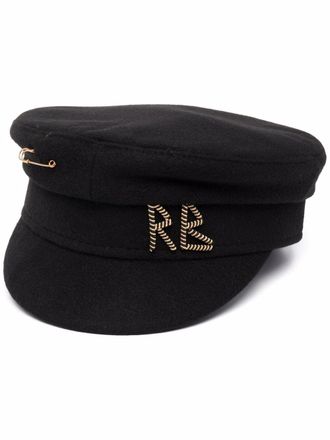 Ruslan Baginskiy logo-embroidered baker boy hat - women - Wool/Cotton - S - Black