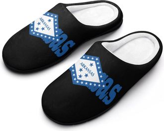 Generic Flag of Arkansas Mens House Slippers Memory Foam Washable Cotton Slip on Home Shoes