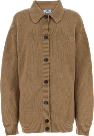 Prada Womens Biscuit Cashmere Cardigan - Tan - Size EU 38 (Womens)