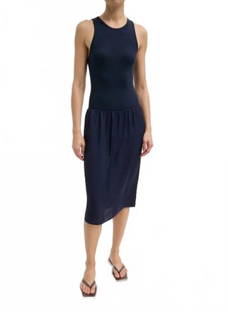Tibi Circular Rib T Tank In Navy