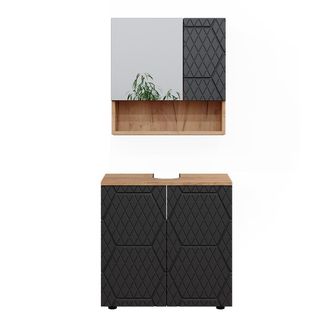 Vicco Conjunto De Muebles De Ba&ntilde;o Irma, Rayas Antracita, 2 Partes, Unidad Base 60 Cm