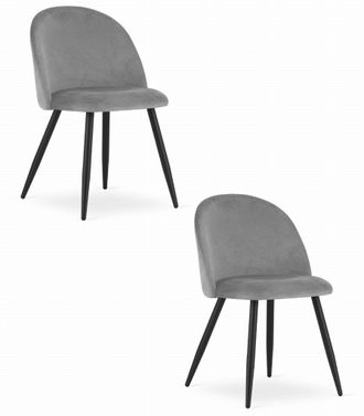 OEM Silla Bello - Terciopelo Gris Claro / Patas Negras X 2