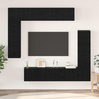 Berkfield Home TV Cabinet Set 8 pcs Black oak 80 x 30 x 30 cm Engineered wood