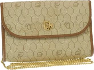 Dior Pre-owned Cross Body Bags, female, Beige, Size: ONE SIZE Pre-owned Vintage Canvas Shoulder Bag
