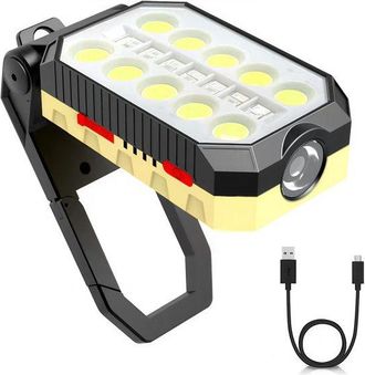 No Brand Linterna De Trabajo Led Port&aacute;til, Magn&eacute;tica Y Recargable Con Gancho, Indicador De Bater&iacute;a, Im&aacute;n Potente, 4 Modos De Iluminaci&oacute;n Y Modo Linterna