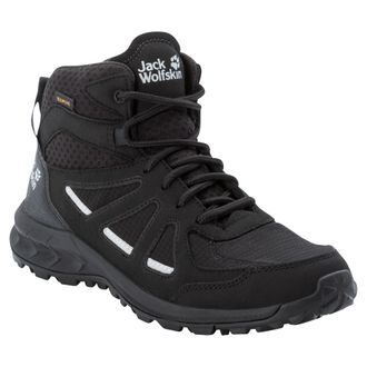 Jack Wolfskin Wanderschuh JACK WOLFSKIN WOODLAND 2 TEXAPORE MID W, Damen, Gr. 39,5, schwarz (schwarz, grau), Synthetik, Textil, Schuhe Wanderschuh, wasserdicht, Tre